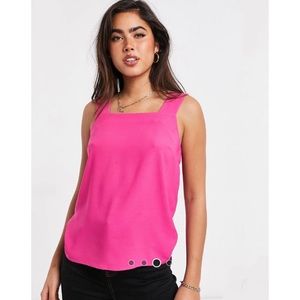 💅🏼 NWT 💅🏼 ASOS hot pink square neck sleeveless blouse